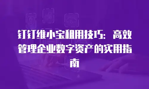 钉钉维小宝租用技巧：高效管理企业数字资产的实用指南