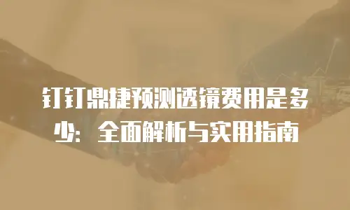 钉钉鼎捷预测透镜费用是多少：全面解析与实用指南