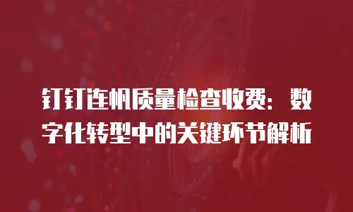 钉钉连帆质量检查收费：数字化转型中的关键环节解析