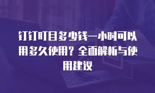 钉钉盯目多少钱一小时可以用多久使用？全面解析与使用建议