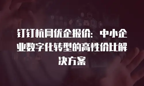钉钉杭网优企报价：中小企业数字化转型的高性价比解决方案