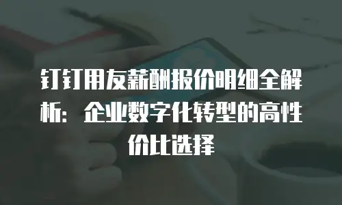 钉钉用友薪酬报价明细全解析：企业数字化转型的高性价比选择