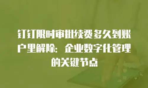 钉钉限时审批续费多久到账户里解除：企业数字化管理的关键节点