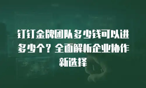 钉钉金牌团队多少钱可以进多少个？全面解析企业协作新选择