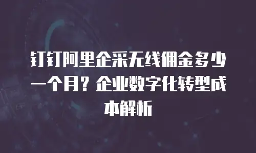 钉钉阿里企采无线佣金多少一个月？企业数字化转型成本解析