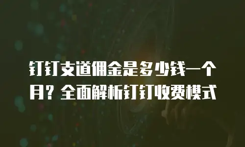 钉钉支道佣金是多少钱一个月？全面解析钉钉收费模式