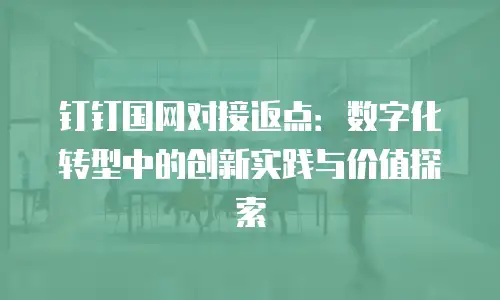 钉钉国网对接返点：数字化转型中的创新实践与价值探索