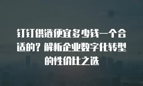 钉钉供链便宜多少钱一个合适的？解析企业数字化转型的性价比之选
