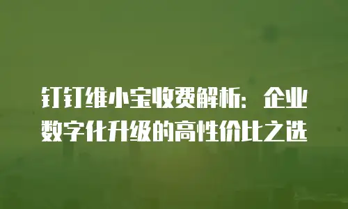 钉钉维小宝收费解析：企业数字化升级的高性价比之选