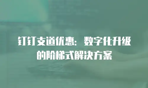 钉钉支道优惠：数字化升级的阶梯式解决方案