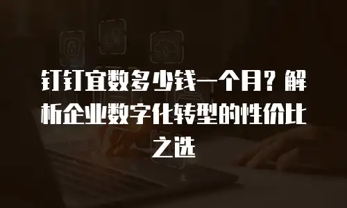 钉钉宜数多少钱一个月？解析企业数字化转型的性价比之选