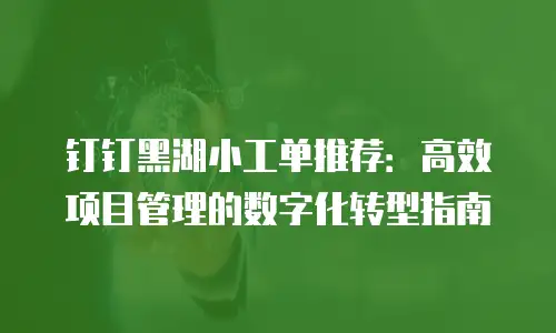 钉钉黑湖小工单推荐：高效项目管理的数字化转型指南