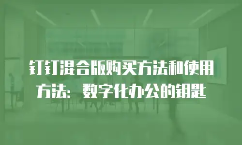 钉钉混合版购买方法和使用方法：数字化办公的钥匙