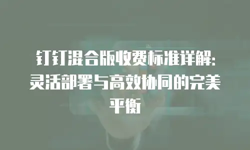 钉钉混合版收费标准详解：灵活部署与高效协同的完美平衡