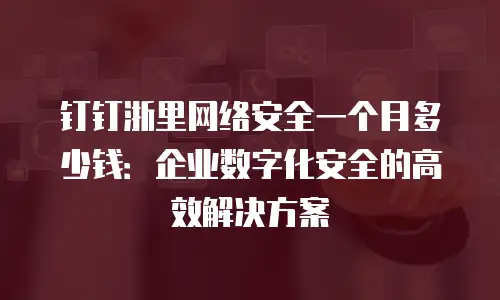 钉钉浙里网络安全一个月多少钱：企业数字化安全的高效解决方案