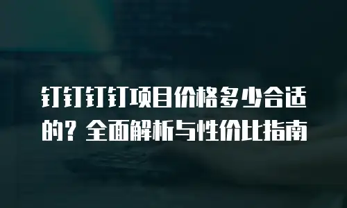 钉钉钉钉项目价格多少合适的？全面解析与性价比指南
