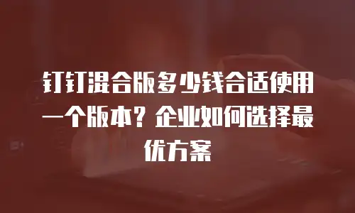 钉钉混合版多少钱合适使用一个版本？企业如何选择最优方案