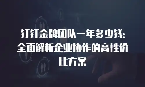 钉钉金牌团队一年多少钱：全面解析企业协作的高性价比方案