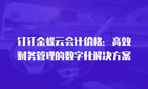 钉钉金蝶云会计价格：高效财务管理的数字化解决方案