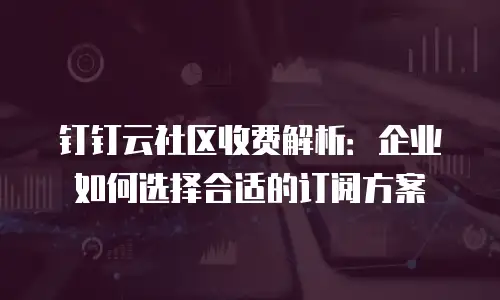 钉钉云社区收费解析：企业如何选择合适的订阅方案