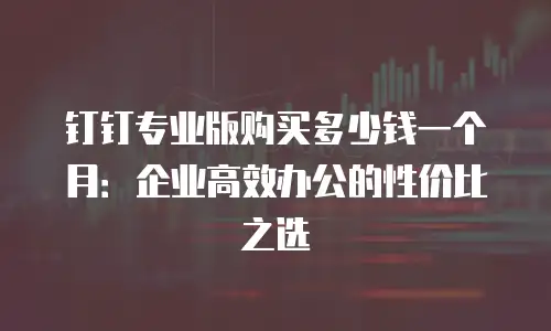 钉钉专业版购买多少钱一个月：企业高效办公的性价比之选