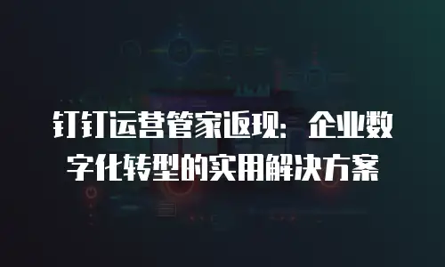 钉钉运营管家返现：企业数字化转型的实用解决方案