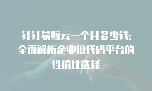 钉钉易鲸云一个月多少钱：全面解析企业低代码平台的性价比选择