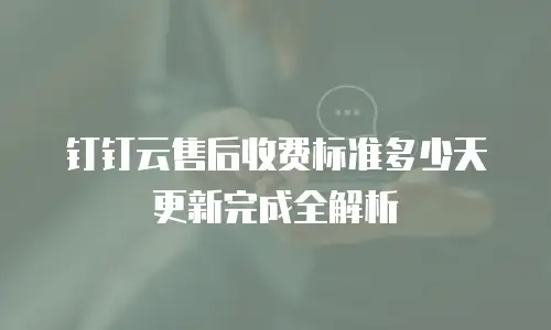 钉钉云售后收费标准多少天更新完成全解析