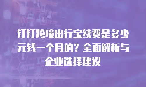 钉钉跨境出行宝续费是多少元钱一个月的？全面解析与企业选择建议