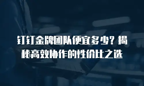 钉钉金牌团队便宜多少？揭秘高效协作的性价比之选