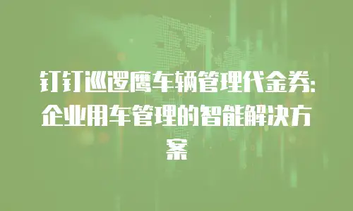 钉钉巡逻鹰车辆管理代金券：企业用车管理的智能解决方案