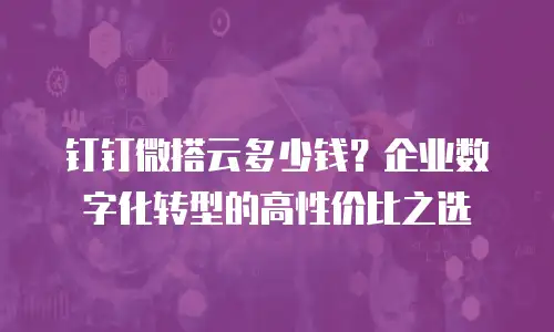 钉钉微搭云多少钱？企业数字化转型的高性价比之选
