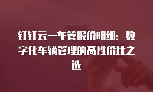 钉钉云一车管报价明细：数字化车辆管理的高性价比之选