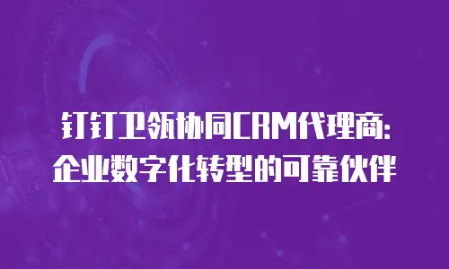 钉钉卫瓴协同CRM代理商：企业数字化转型的可靠伙伴