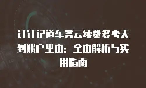 钉钉记道车务云续费多少天到账户里面：全面解析与实用指南