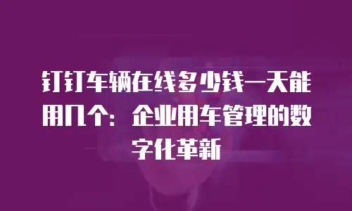 钉钉车辆在线多少钱一天能用几个：企业用车管理的数字化革新