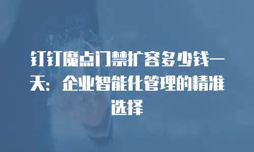 钉钉魔点门禁扩容多少钱一天：企业智能化管理的精准选择