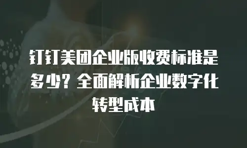 钉钉美团企业版收费标准是多少？全面解析企业数字化转型成本