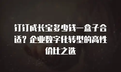 钉钉成长宝多少钱一盒子合适？企业数字化转型的高性价比之选