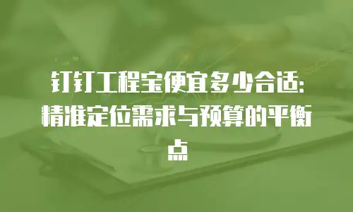 钉钉工程宝便宜多少合适：精准定位需求与预算的平衡点