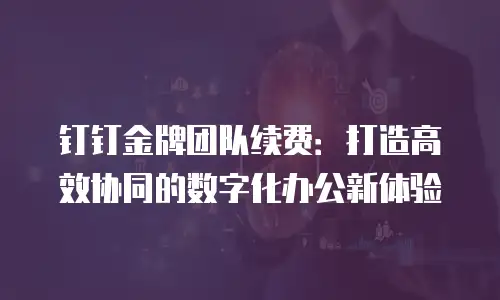 钉钉金牌团队续费：打造高效协同的数字化办公新体验