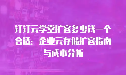 钉钉云学堂扩容多少钱一个合适：企业云存储扩容指南与成本分析