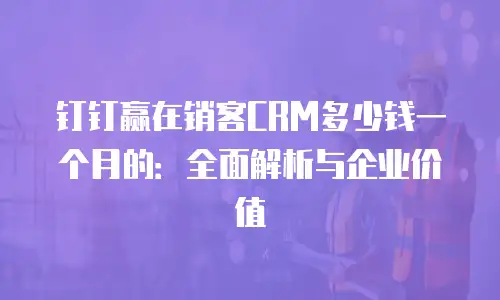 钉钉赢在销客CRM多少钱一个月的：全面解析与企业价值