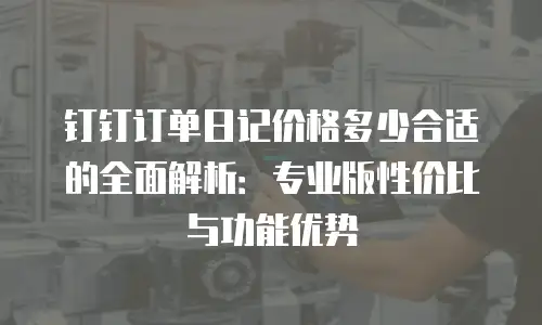 钉钉订单日记价格多少合适的全面解析：专业版性价比与功能优势