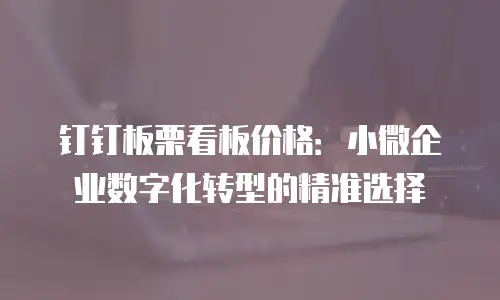 钉钉板栗看板价格：小微企业数字化转型的精准选择