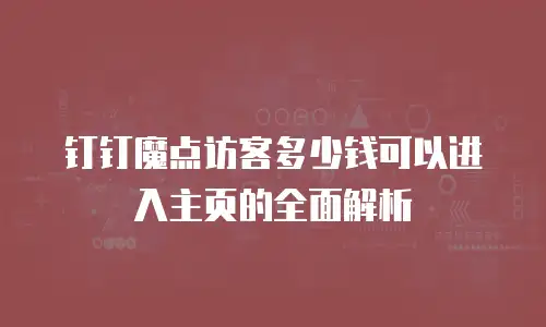 钉钉魔点访客多少钱可以进入主页的全面解析