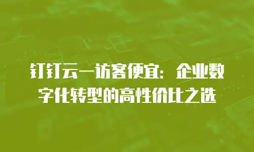 钉钉云一访客便宜：企业数字化转型的高性价比之选