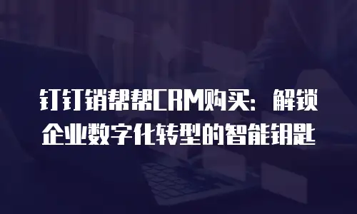 钉钉销帮帮CRM购买：解锁企业数字化转型的智能钥匙