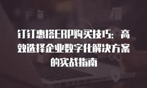 钉钉惠搭ERP购买技巧：高效选择企业数字化解决方案的实战指南