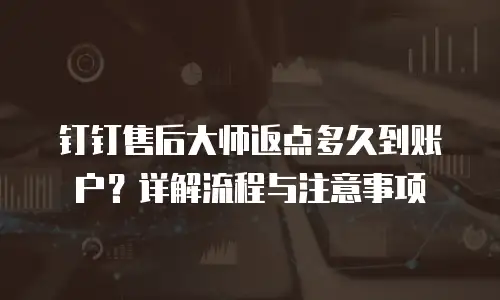 钉钉售后大师返点多久到账户？详解流程与注意事项
